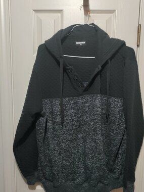 Hooey Jimmy Hoodie Men XXL Black Quilted Pullover Sweatshirt HH1194BK VGUC